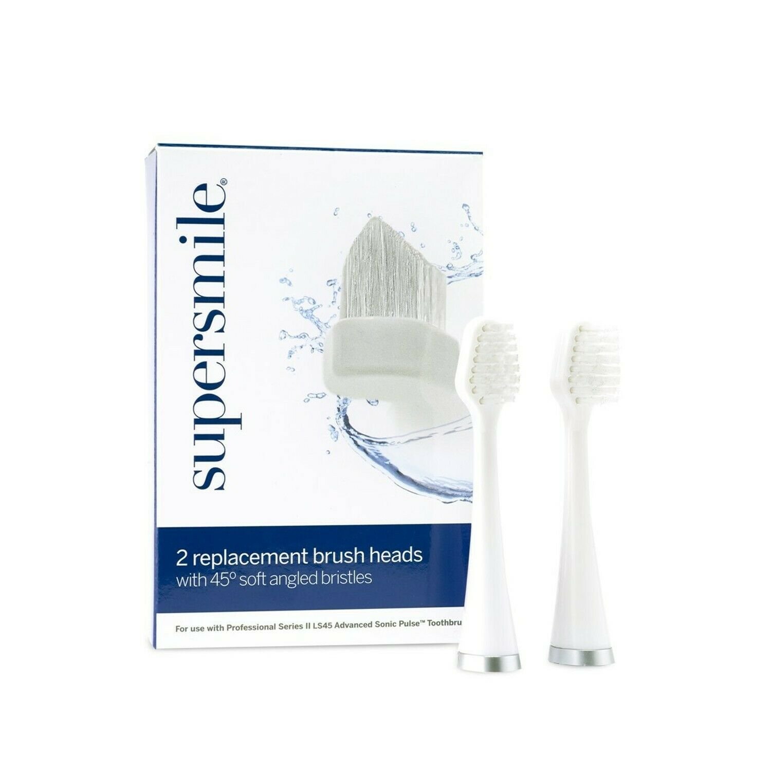 Supersmile - Replacement LS45 Sonic Pulse Toothbrush Brush Heads - Set of 2