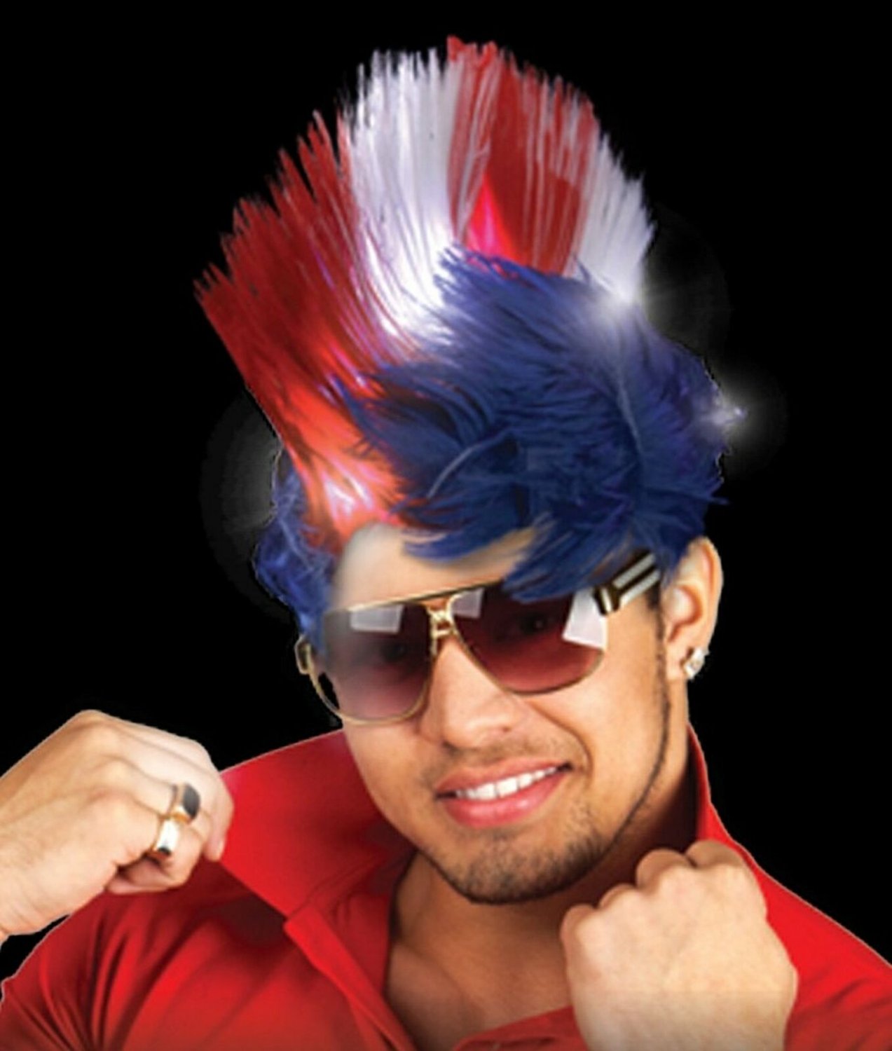 Fun Central LED Light Up Patriotic Mohawk Wig Headband for Women & Men - 4th ...