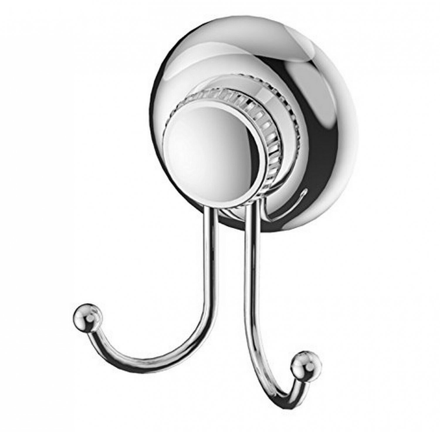 Gecko-Loc Suction Cup Double Hooks Shower Accessory Stainless Steel and Chrom...