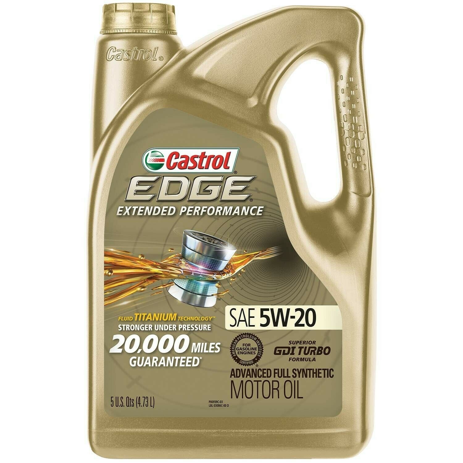 Castrol 03086 EDGE Extended Performance 5W-20 Advanced Full Synthetic Motor O...