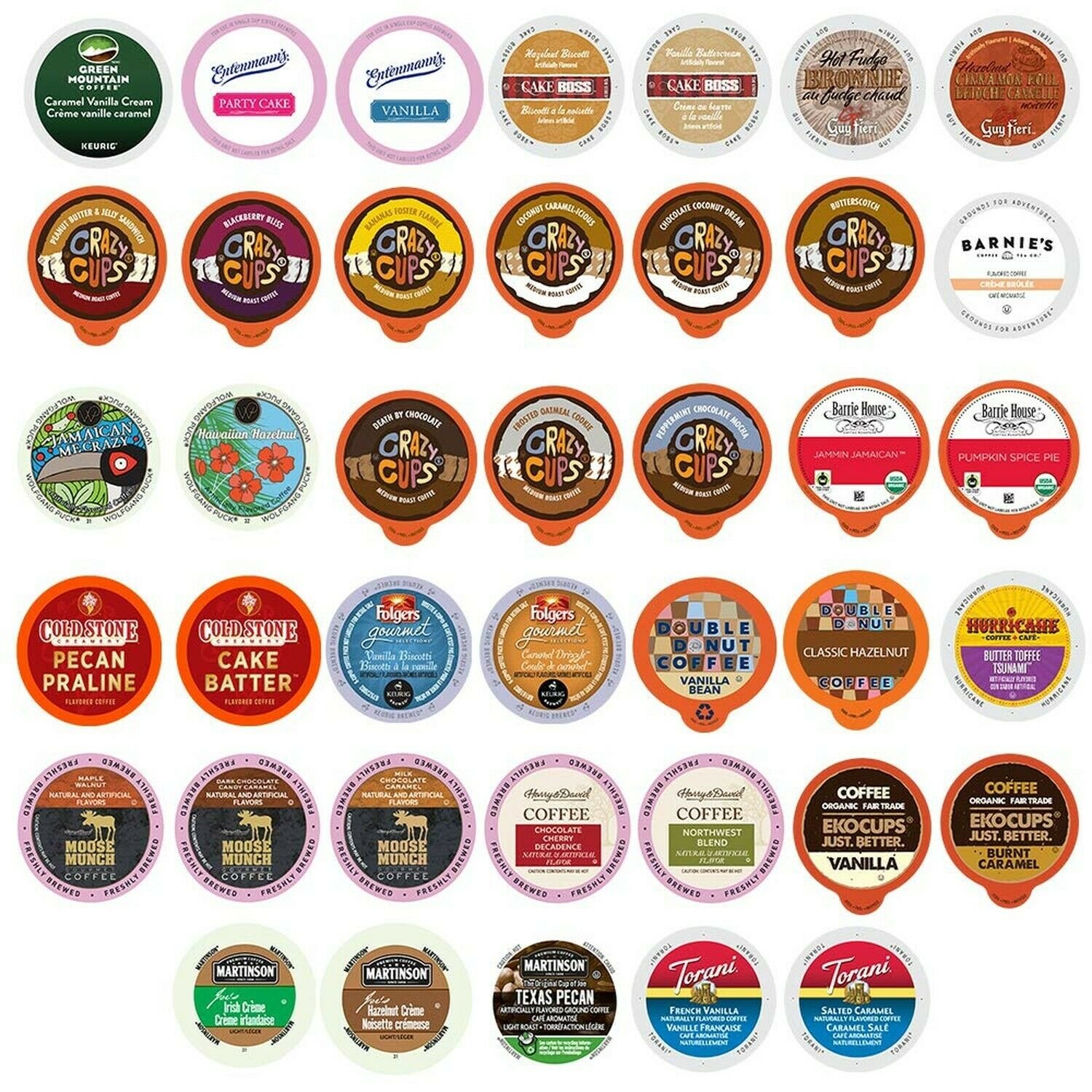Crazy Cups Custom Variety Pack Flavored Coffee Single Serve Cups For Keurig K...