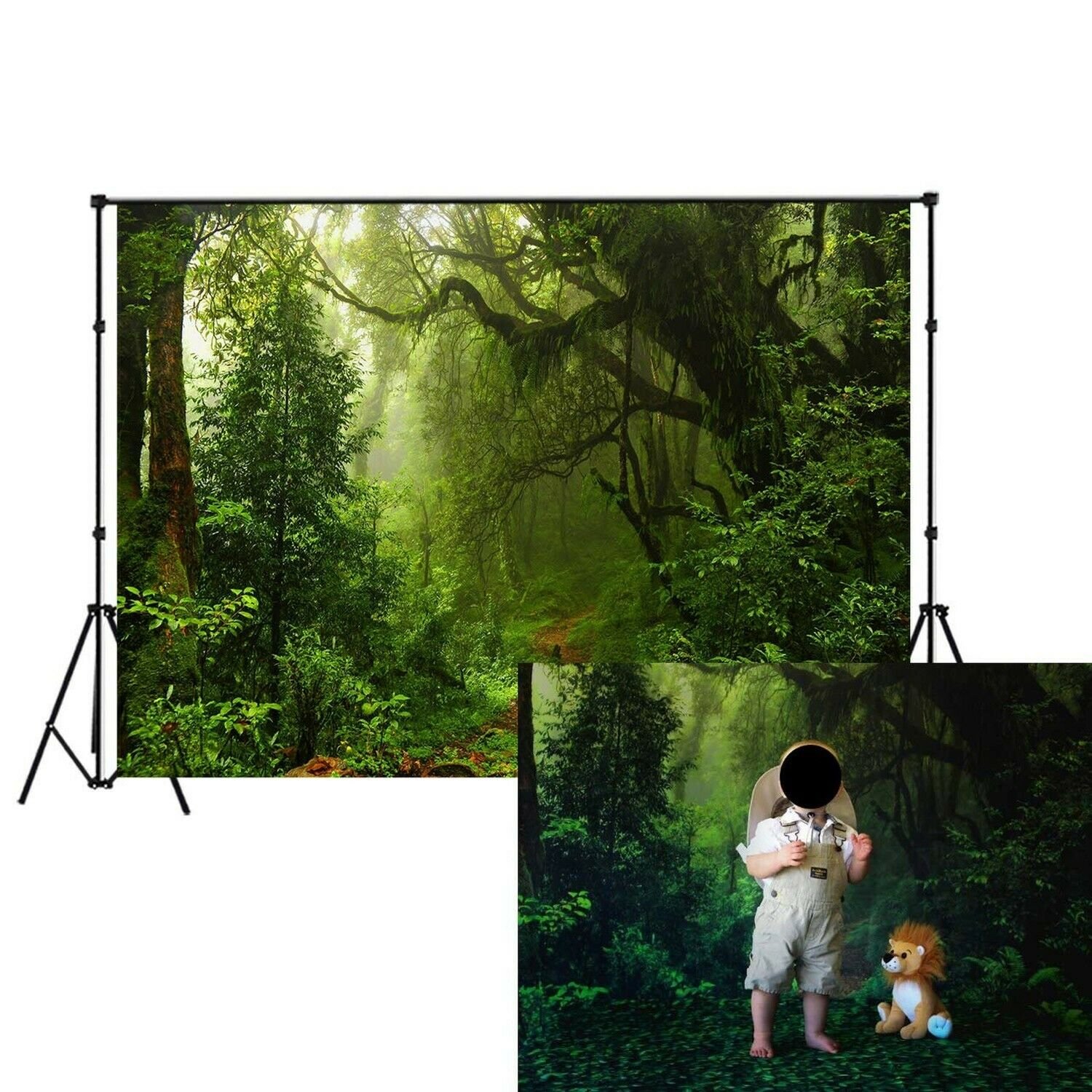 LB Jungle Forest Backdrop 7X5ft Vinyl Tropical Green Rainforest Photo Backdro...