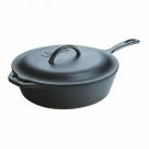 Lodge L10CF3 Cast Iron Covered Deep Skillet, Pre-Seasoned, 5-Quart 5-Qt.