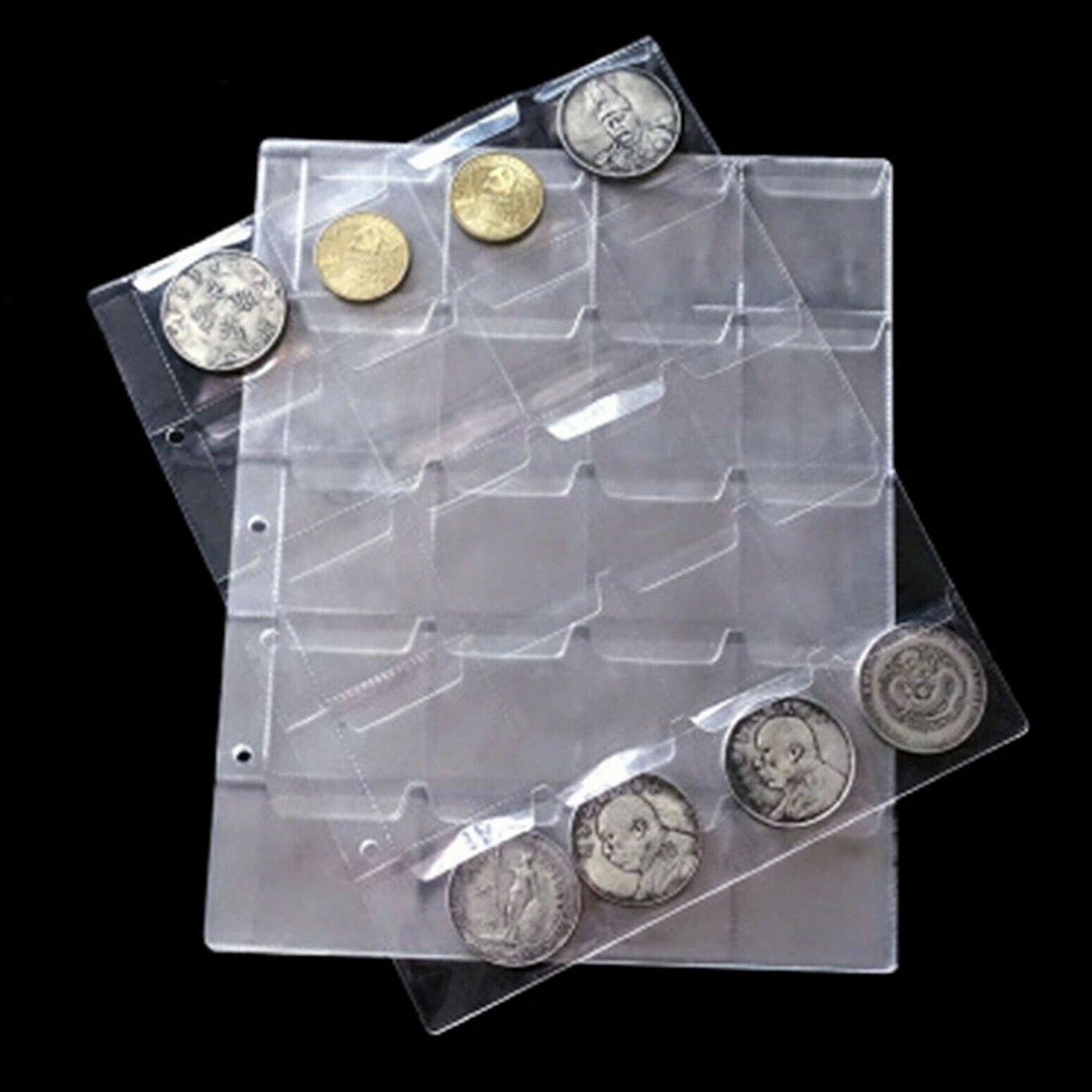 Epaler 5 Sheet 20 Pockets Plastic Coin Holders Storage Collection Money Album...