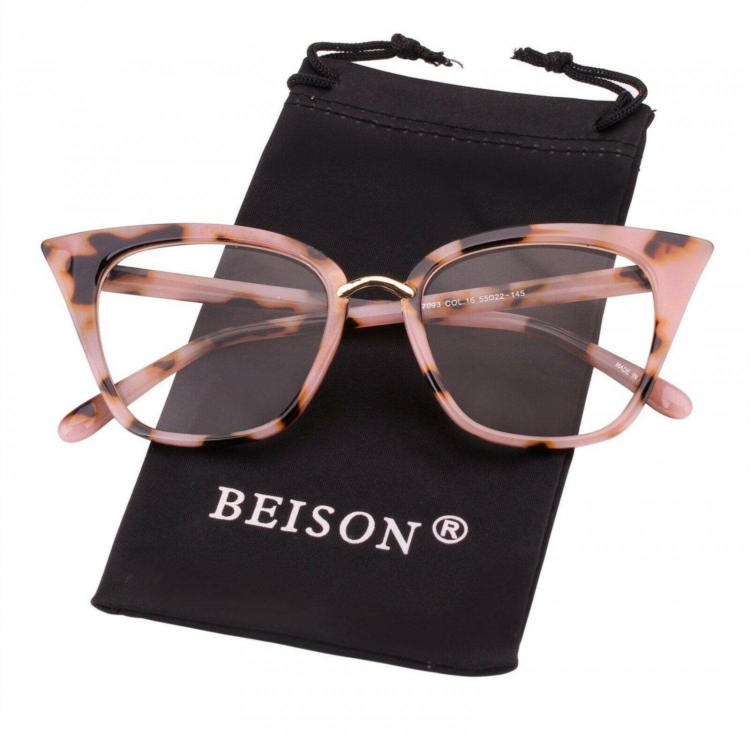 Beison Womens Cat Eye Mod Fashion Eyeglasses Frame Clear Lens Pink Leopard
