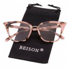 Beison Womens Cat Eye Mod Fashion Eyeglasses Frame Clear Lens Pink Leopard