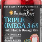 Puritans Pride Triple Omega 3-6-9 Fish, Flax & Borage Oils, 240 Count