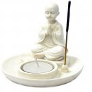 Bellaa 22371 Buddha Statues Incense Burner Votive Tea Light Candle Holder Jizo