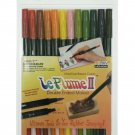 Uchida 1122-12F Le Plume II Double-Ended Markers with Brush and Fine Tips, Ga...