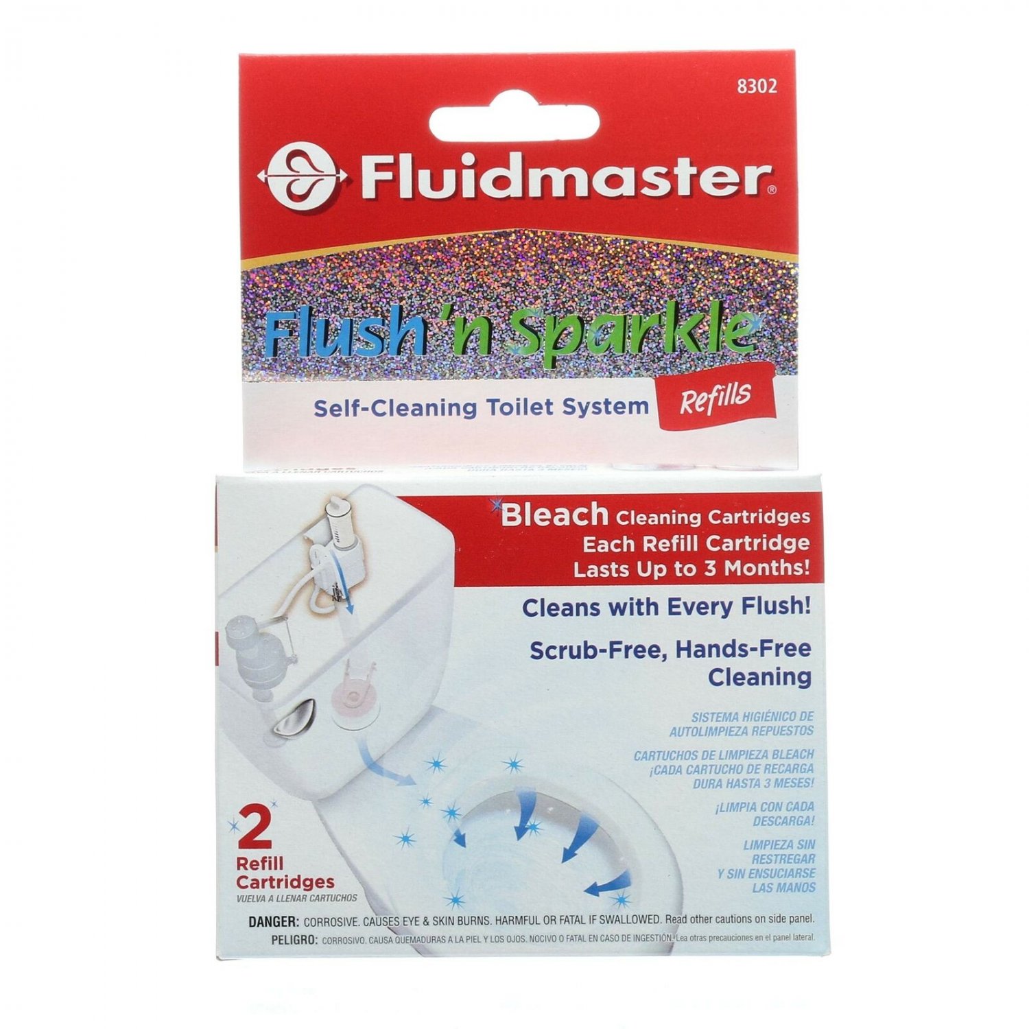 Fluidmaster 8302P8 Flush 'n Sparkle Automatic Toilet Bowl Cleaning System Ref...
