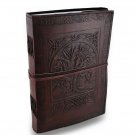 Handmade Large 10" Embossed Leather Journal Celtic Tree Of Life blank persona...