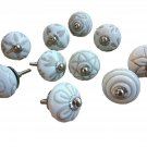 JGARTS 10 Knobs White Hand Painted Ceramic Knobs Cabinet Drawer Pull