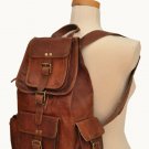 HLC 20" Genuine Leather Retro Rucksack Backpack College Bag,School Picnic Bag...