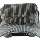 Adult's Adjustable Blue and White Striped Railroad Engineer Train Conductor Hat