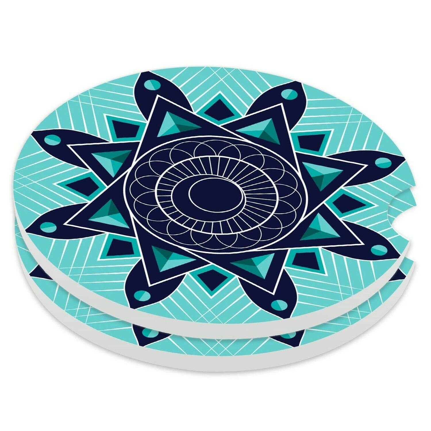 Absorbent Stoneware Car Coaster,Ceramic Auto Cupholder Coasters,Set of 2 Ston...