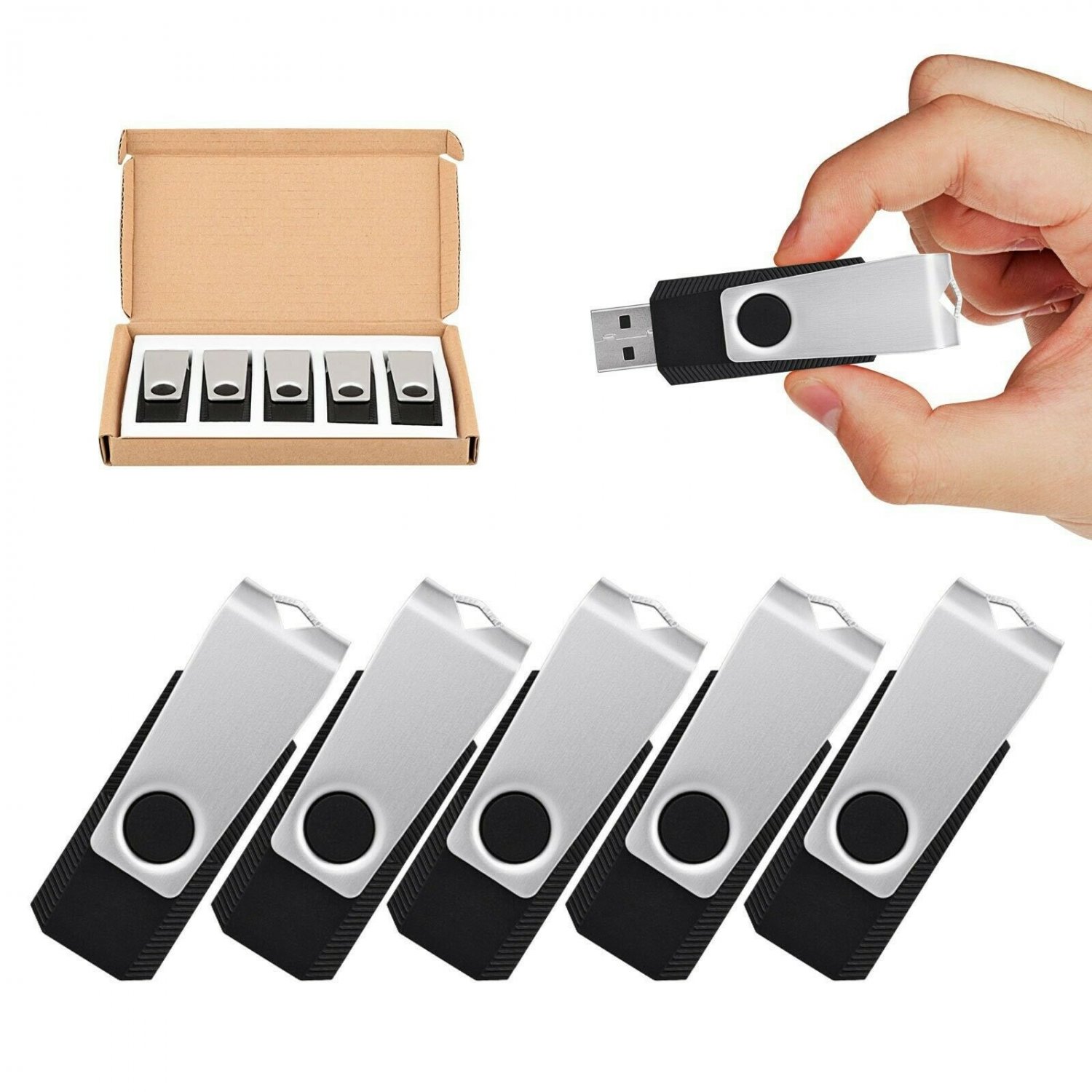 TOPSELL 5 Pack 32GB USB Flash Drives Flash Drive Flash Memory Stick Swivel US...