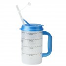 Water Tracking Hospital Mug for Daily Intake Measuring - 3 Straws, 32 oz Blue...