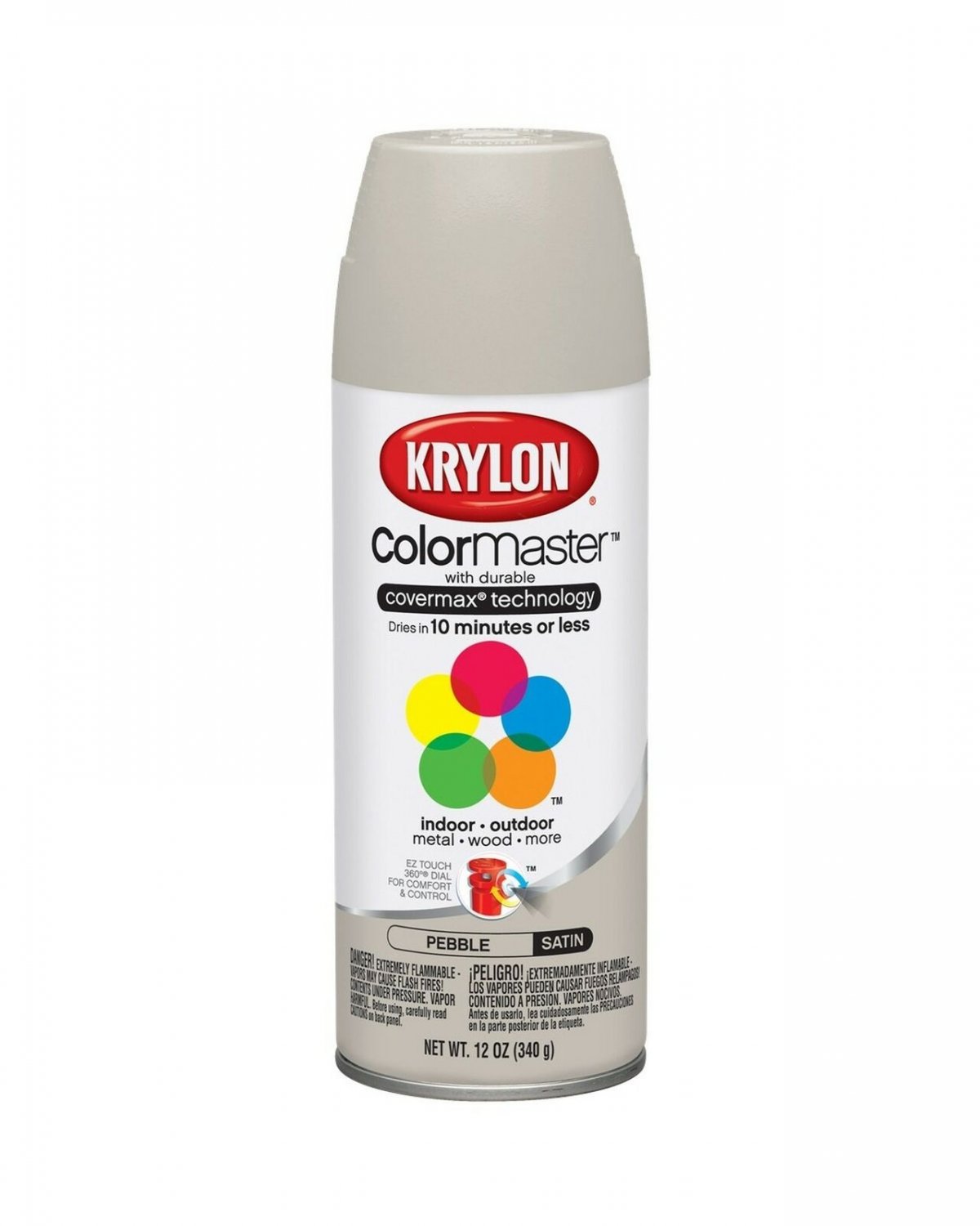 Krylon K05352007 ColorMaster Paint + Primer, Satin, Pebble, 12 oz. 12oz