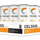 CELSIUS Sparkling Orange Fitness Drink, ZERO Sugar, 12oz. Slim Can, 12 Pack