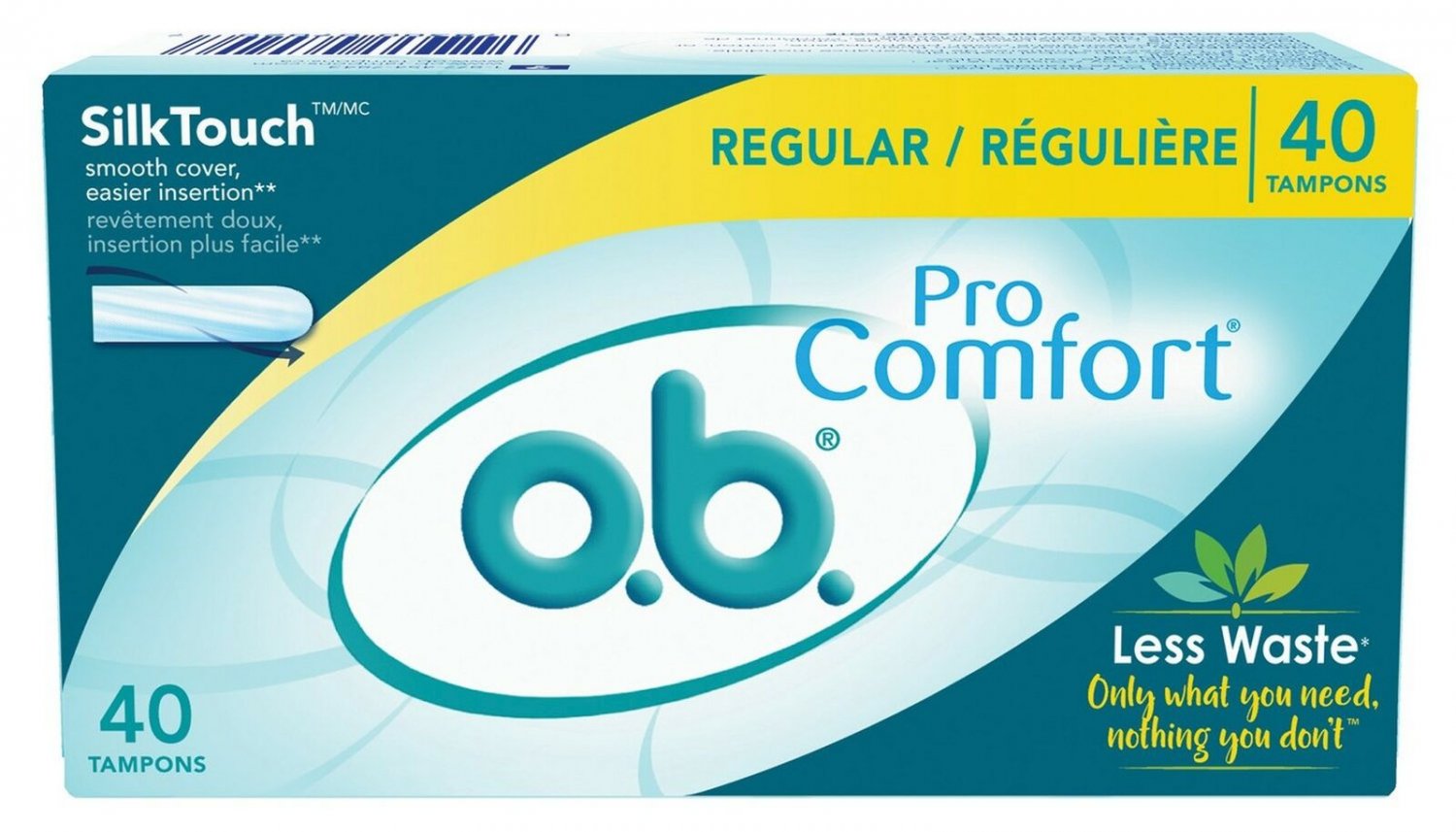 o.b. Pro Comfort Applicator Free Digital Tampons, Regular - 40 Count