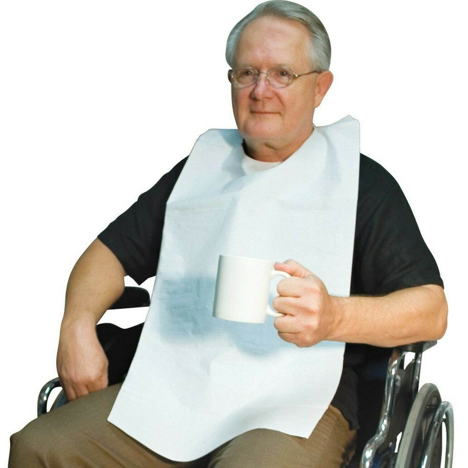 Disposable Adult Tie-Back Poly Bibs (Set of 50)