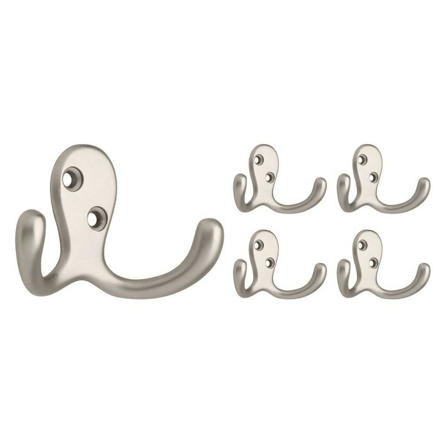 Franklin Brass B59104M-SN-C Brainerd Double Prong Robe Hook, 5 Pack, Satin Ni...