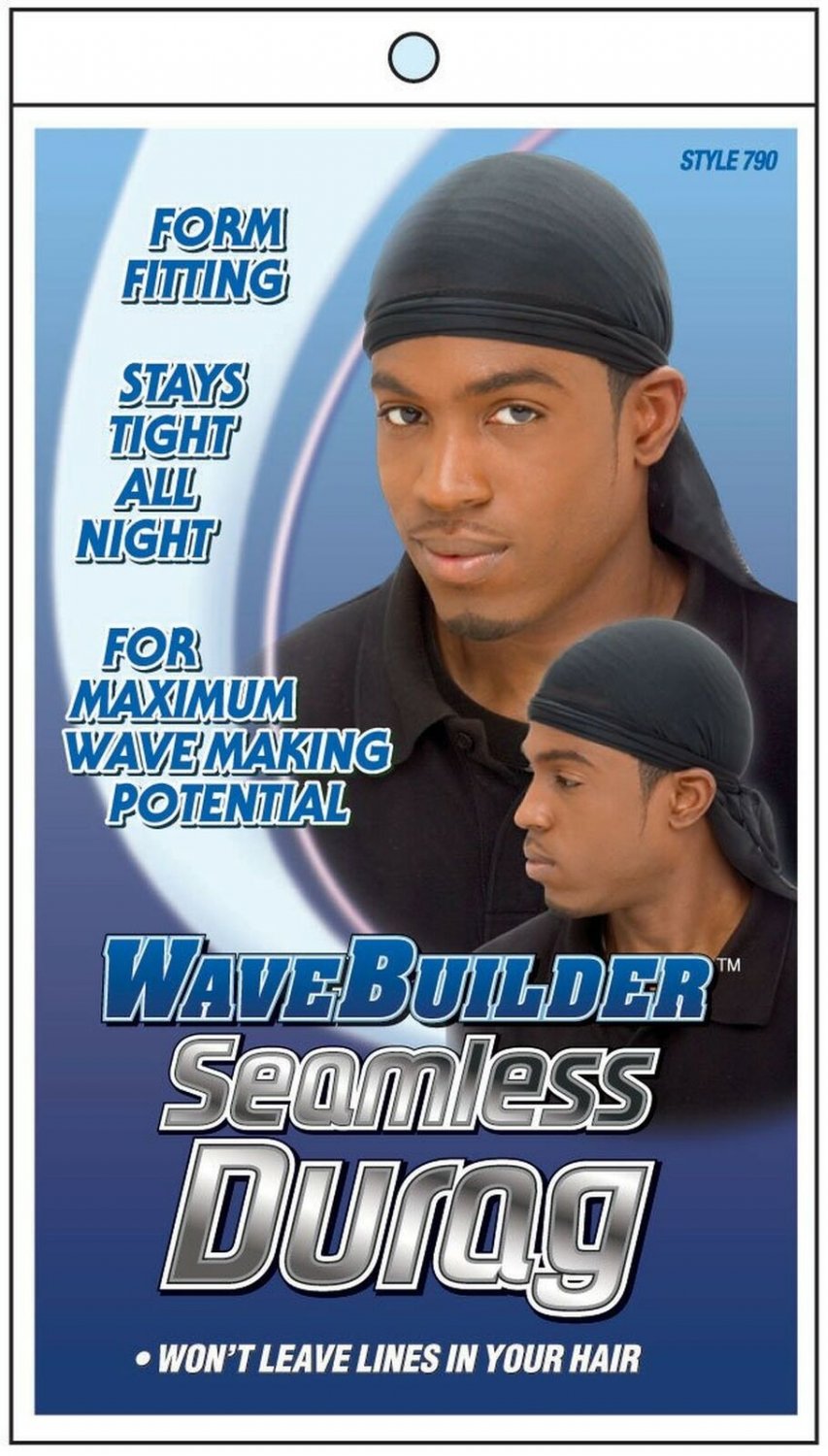 WaveBuilder Premium Hair Wave Seamless Durag, Black 1 pack Assorted