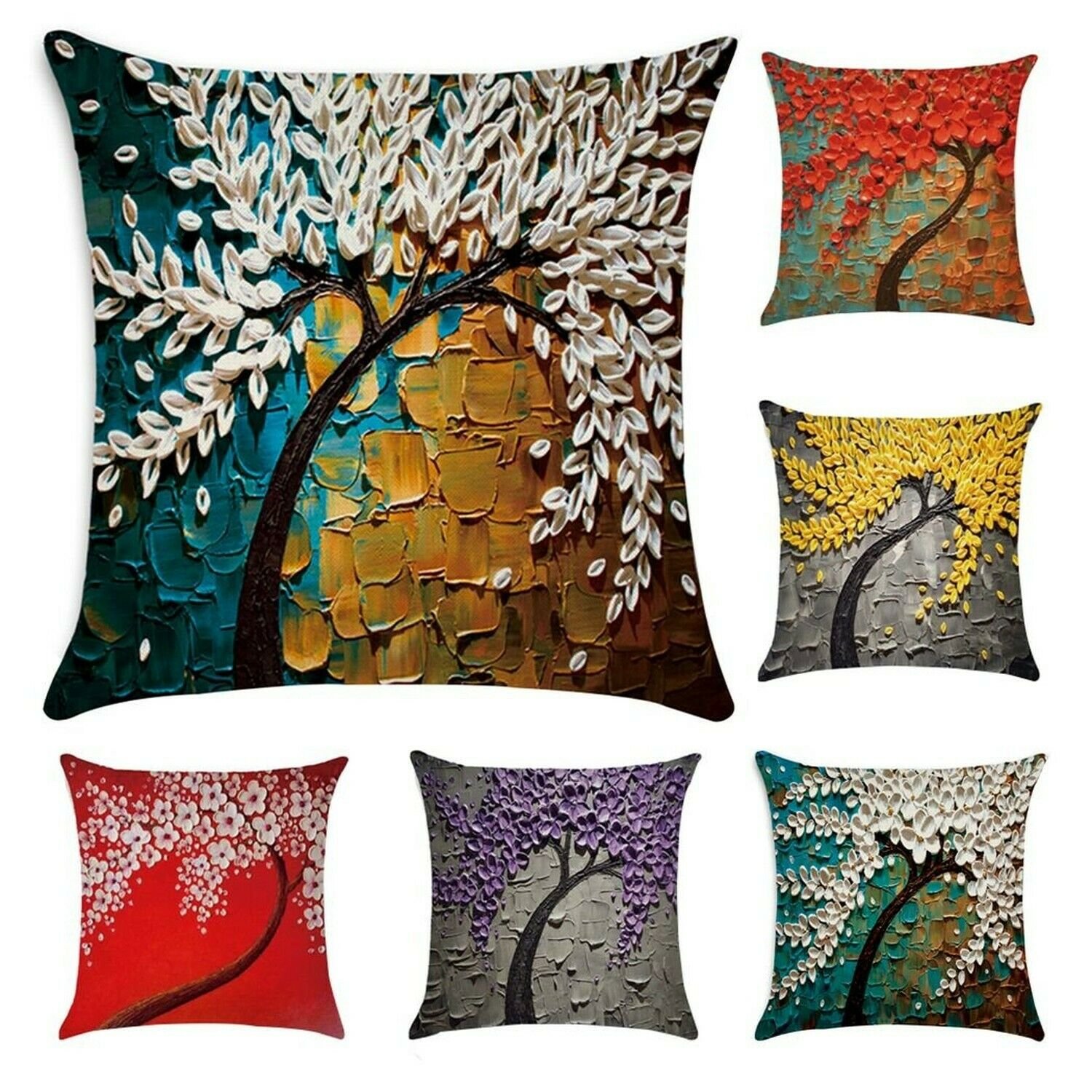 Oil Painting Print Polyester Throw Pillow Case Cushion Cover Home Sofa Decora...