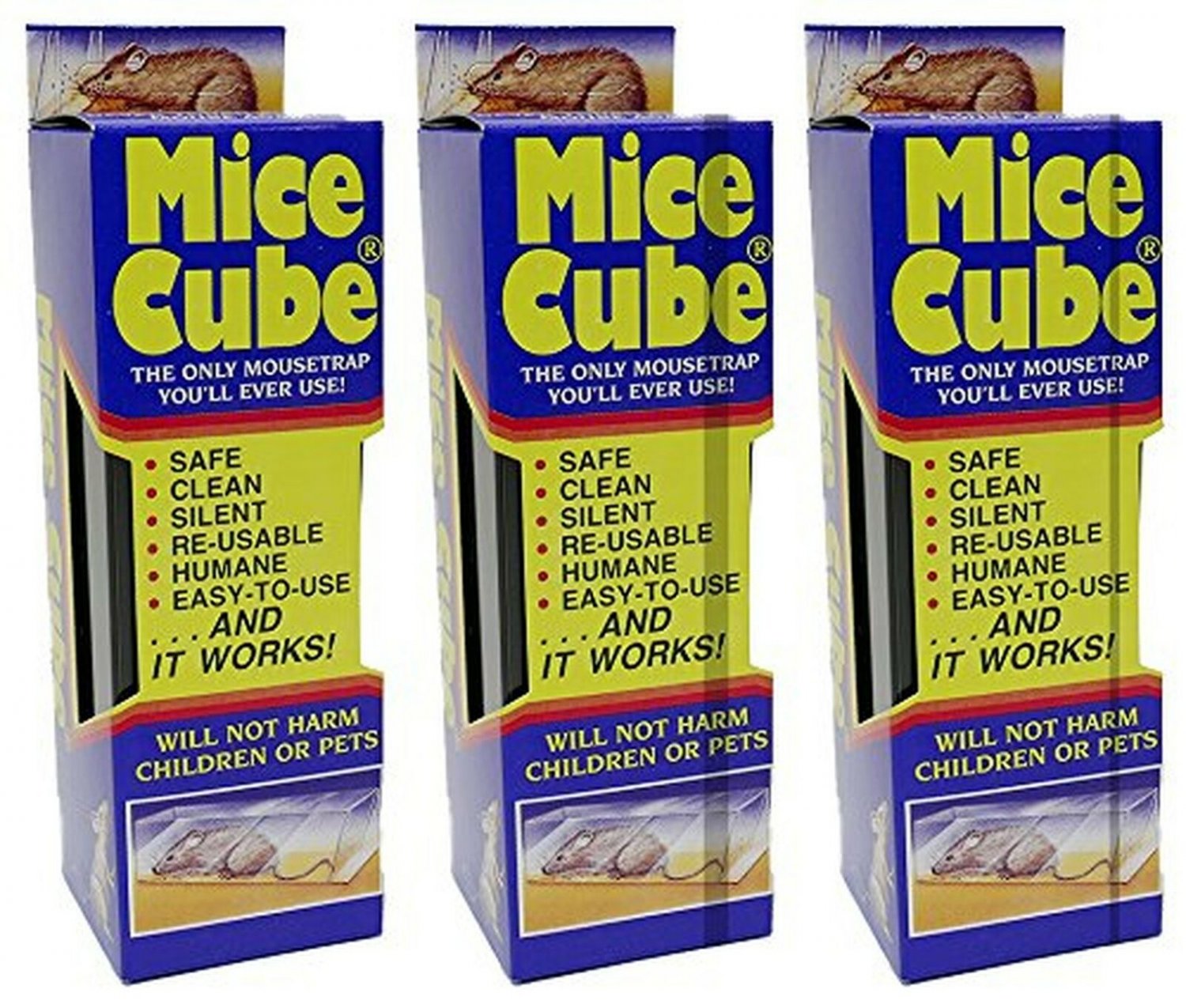 Mice Cube 3-pk Humane Mouse Trap - The Only Mousetrap You'll Ever Use 3-Pack