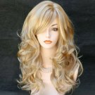 Wonderful Long Wavy Blonde Mix Skin Top Curly Wig Hair