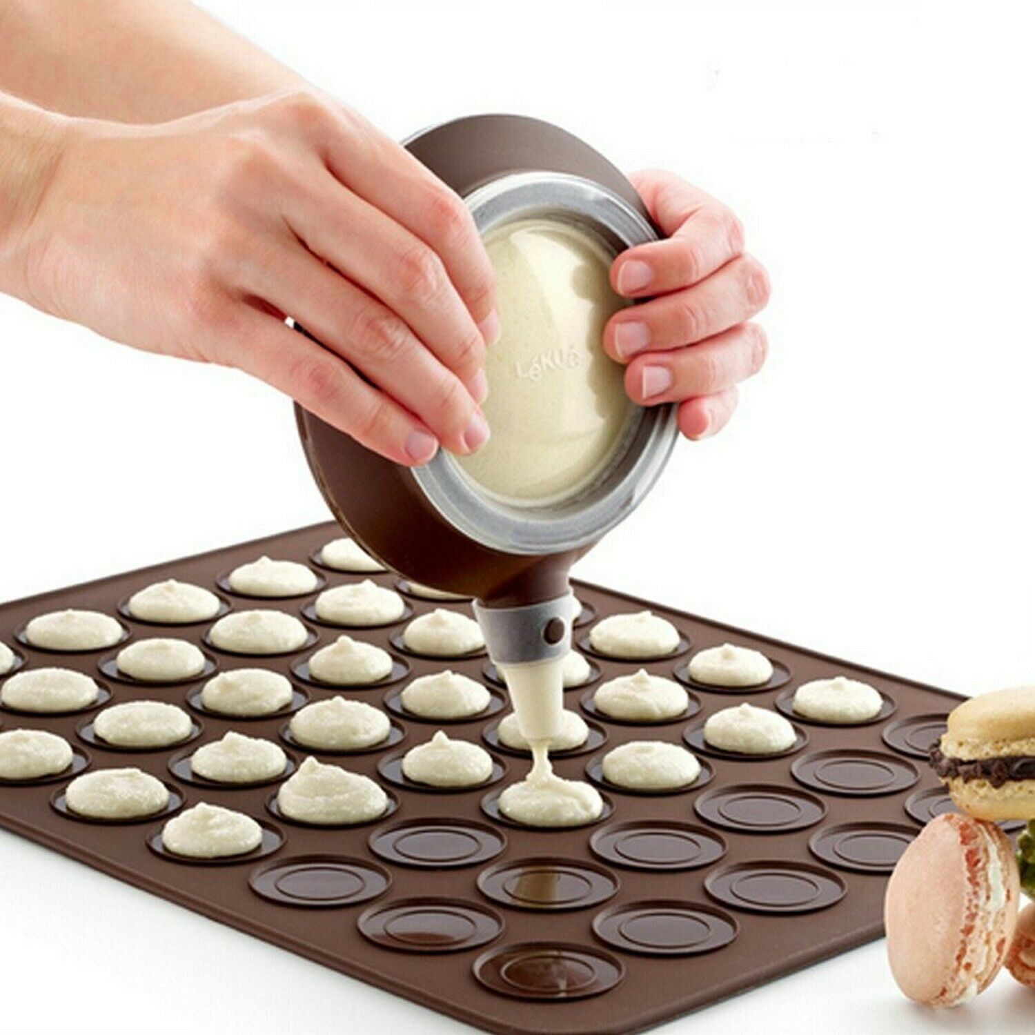 Silicone Macaron Kit Baking Mold Set of Pastry Baking Mat and Decorating Pipi...