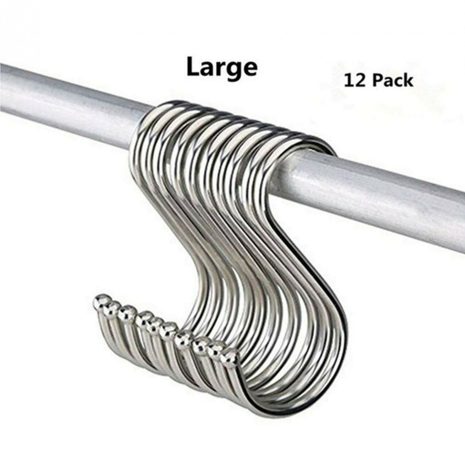 Soqool Stainless Steel Hooks Shower Curtain Rings- 12 Pack S Shaped Hanger Cl...