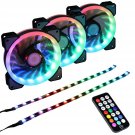 LEDdess RGB LED 120mm Case Fan with Controller for PC Cases, CPU Coolers, Rad...