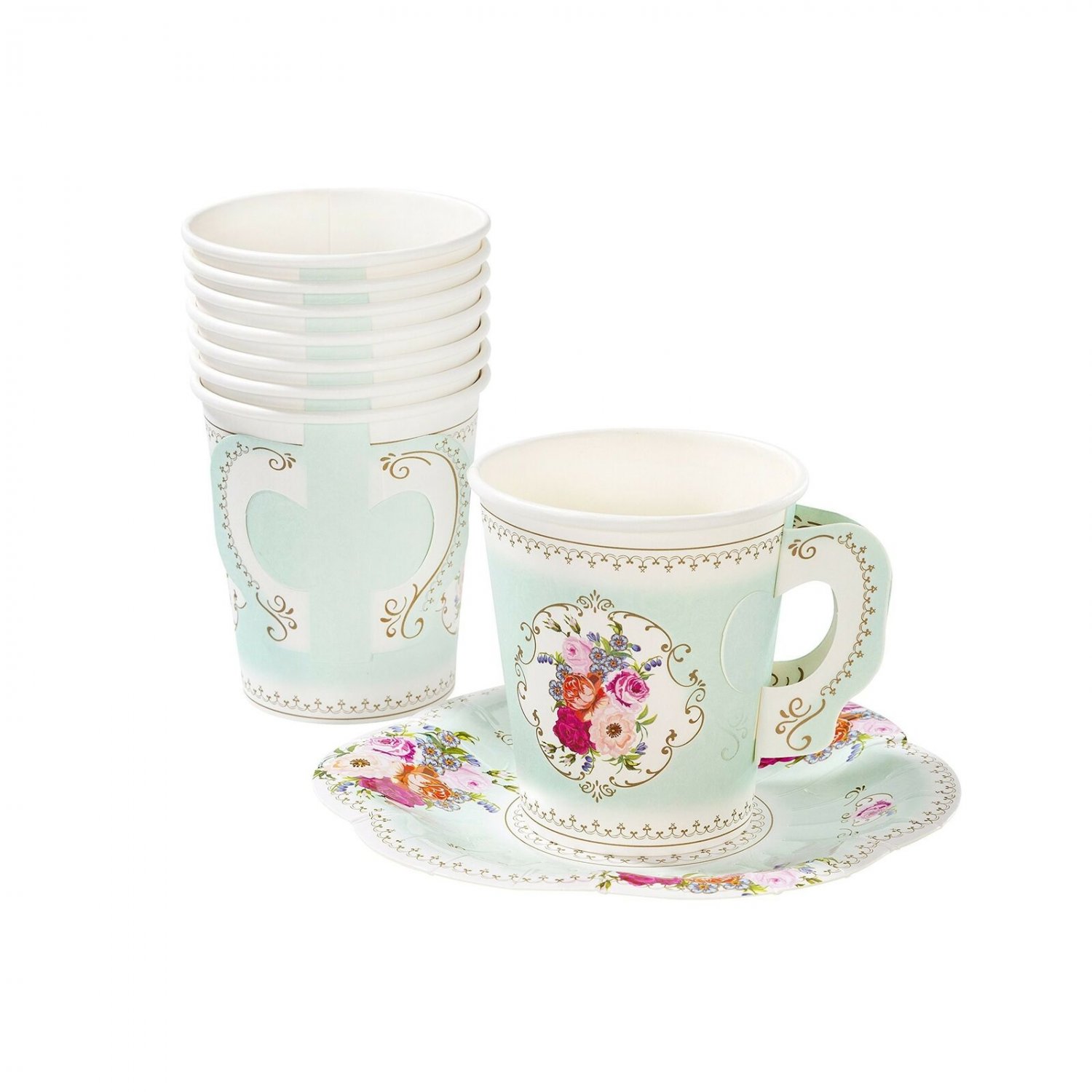 Talking Tables TS6-CUPSET Disposable Truly Scrumptious Party Vintage Floral T...