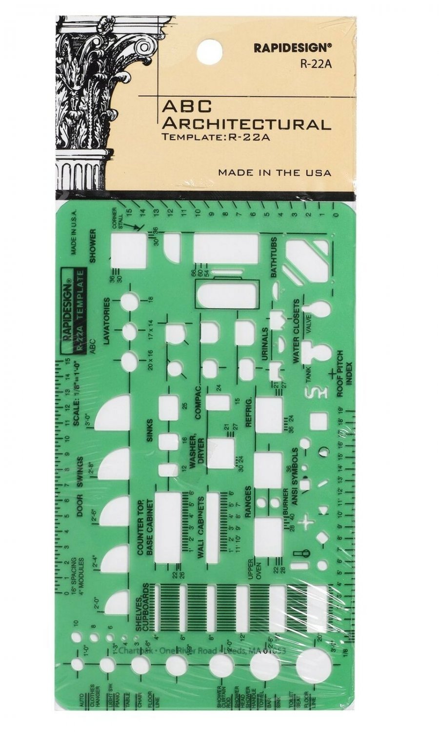 Rapidesign 1/8 Inch ABC Architect Drawing Template, 1 Each (R22A)