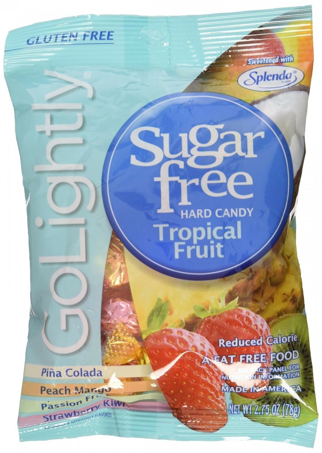 Go Lightly Sugar Free Hard Candy Tropical Fruit Assortment, 2.75 oz bag, Kosher