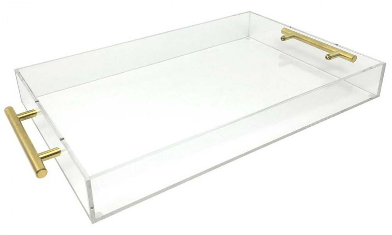 Isaac Jacobs Clear Acrylic Tray with Handle (11x17, Clear with Gold Handle)
