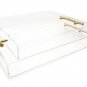Isaac Jacobs Clear Acrylic Tray with Handle (11x17, Clear with Gold Handle)