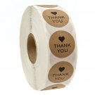 1" Round Kraft Thank You Stickers/1,000 Labels per Roll