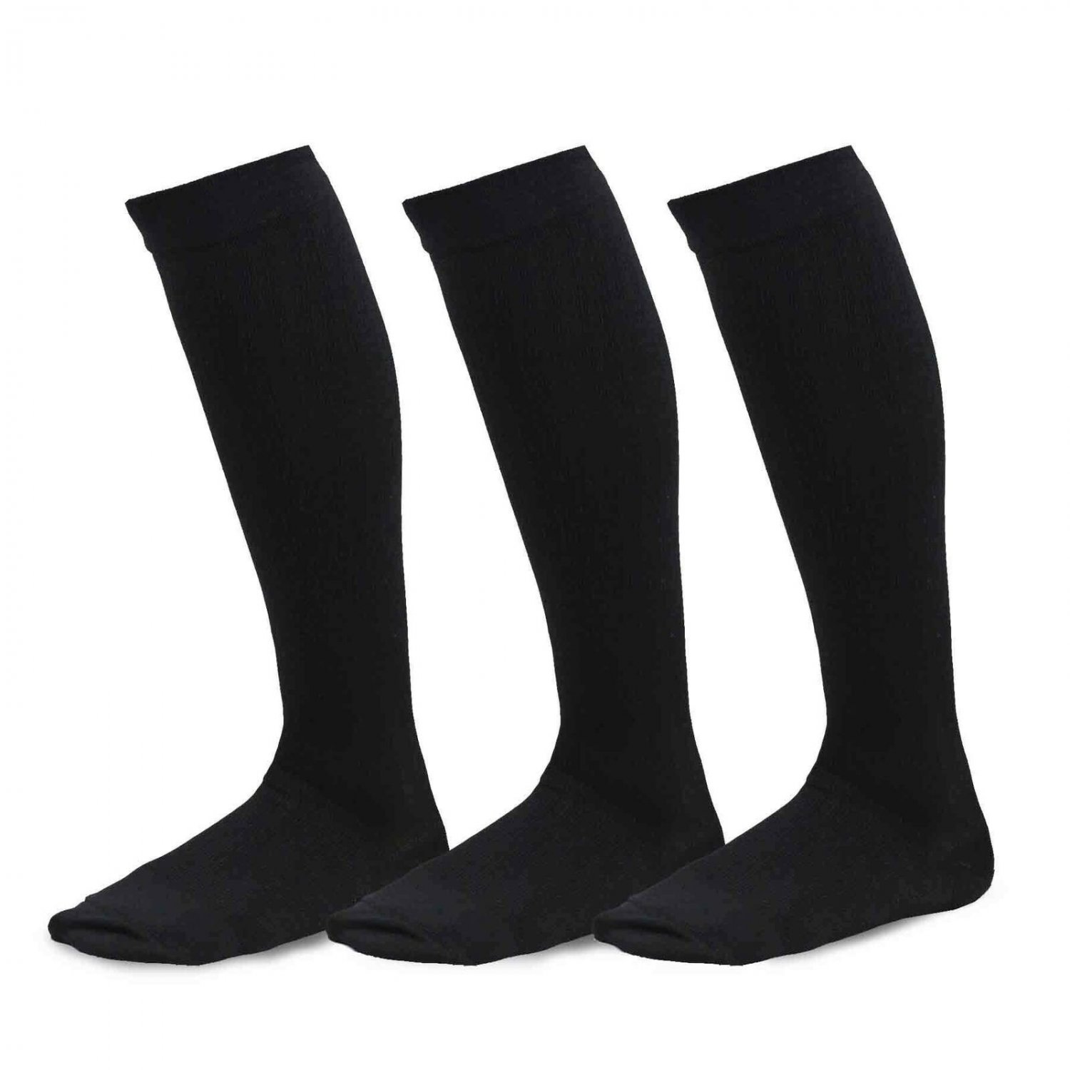 TeeHee Viscose from Bamboo Compression Knee High Socks with Rib 3-Pack Black