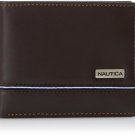 Nautica Men's Passcase Wallet One Size Plaque Logo Brown