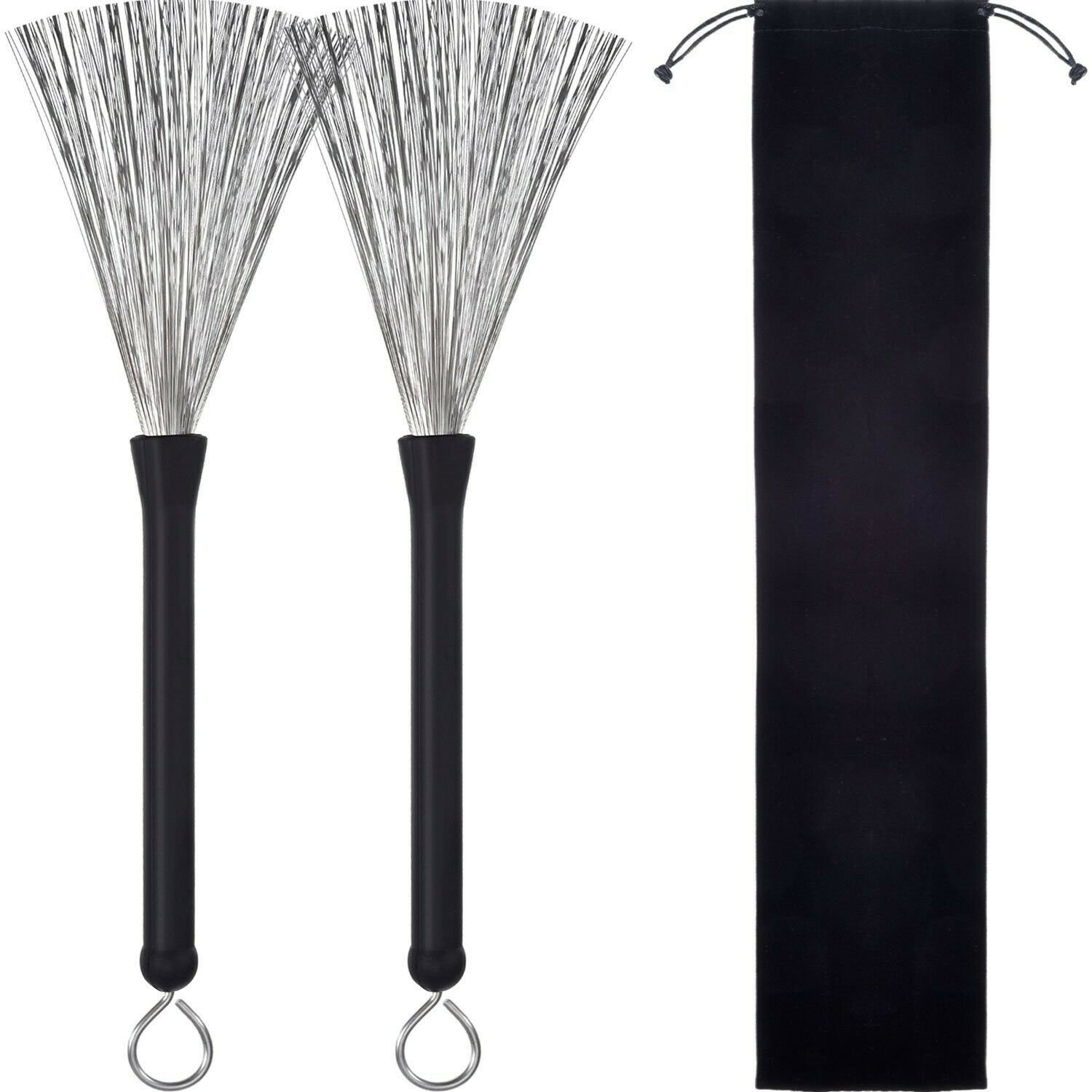 Pangda 1 Pair Drum Brushes Retractable Wire Brushes Drums Drum Sticks Brush w...