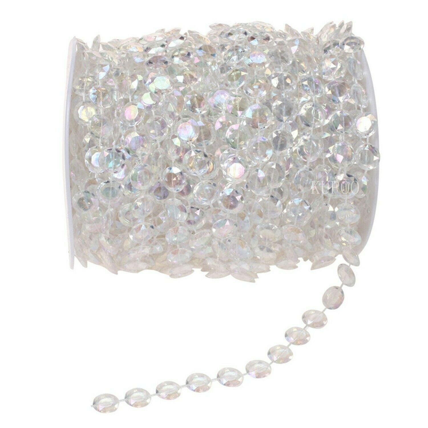 KUPOO 99 ft Clear Crystal Like Beads by the roll - Wedding Decorations (Color...