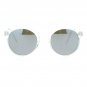 SA106 Retro Clear Frame Keyhole Mirrored Lens Sunglasses Silver Mirror