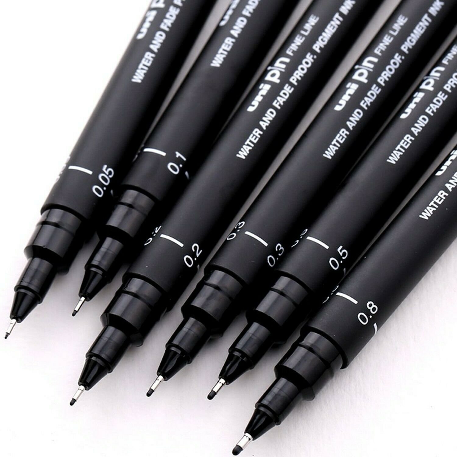 Uni Pin Drawing Pens/6 Assorted Tip Sizes, Uni Pin Technical Fineliner Pens, ...