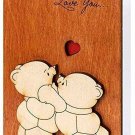 Handmade Real Wood Love You Teddy Bears Funny Novelty Happy Birthday B Day Gr...