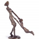 Danya B Mother Playing and Swinging Child Cast Bronze Sculpture Figurine