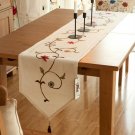 Ethomes floral embroidered linen cotton burlap beige 70 x 16 inches approx ta...