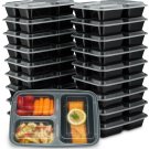 EZ Prepa [20 Pack] 32oz 3 Compartment Meal Prep Containers with Lids - Bento ...