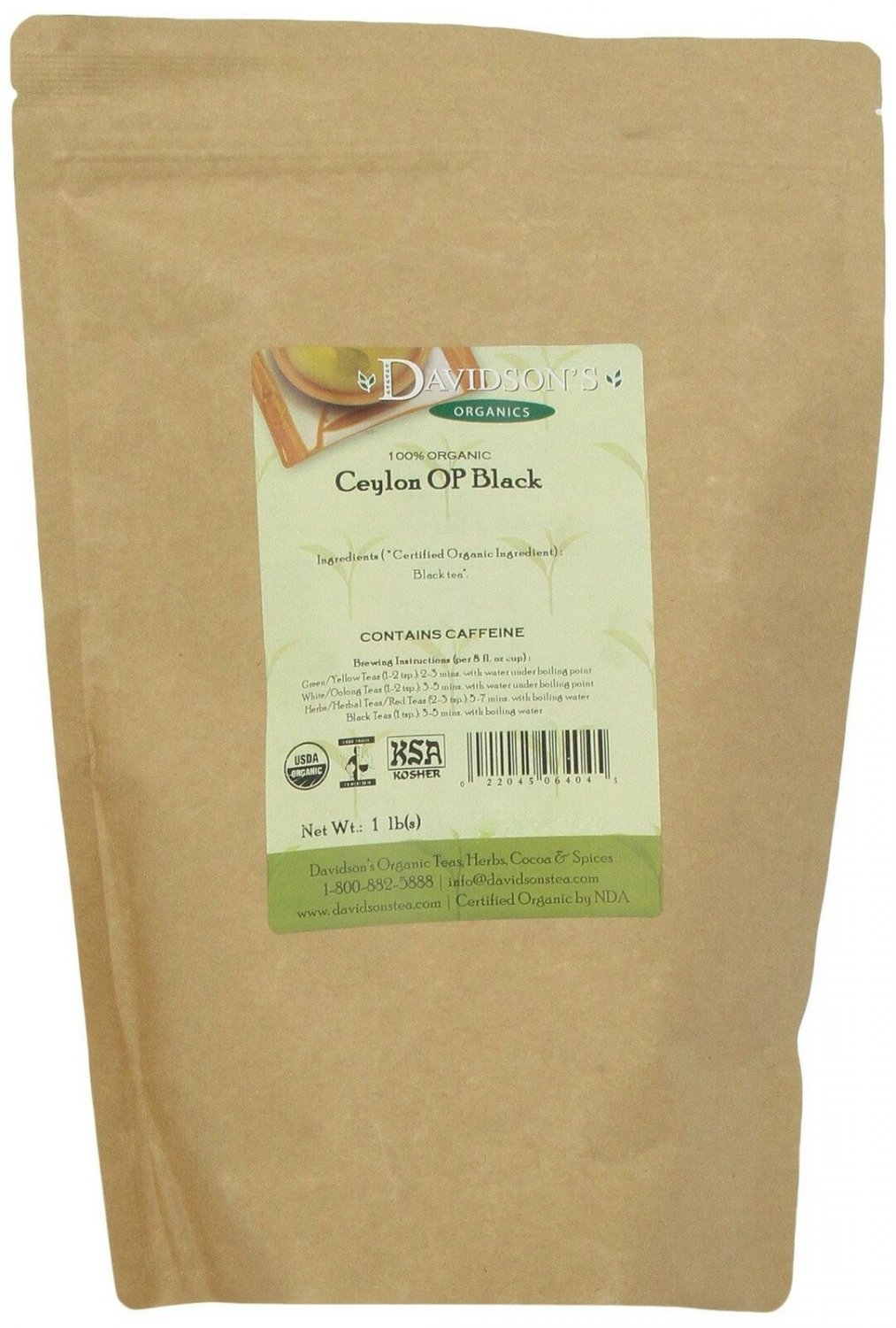 Davidson's Tea Bulk, Ceylon Op Black, 1 lb Bag